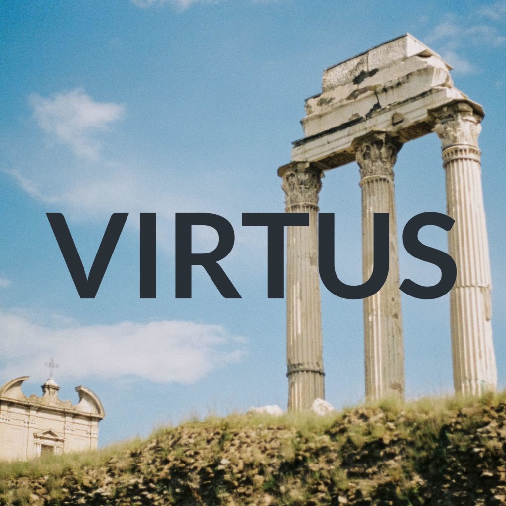 VIRTUS podcast artwork of Roman forum columns