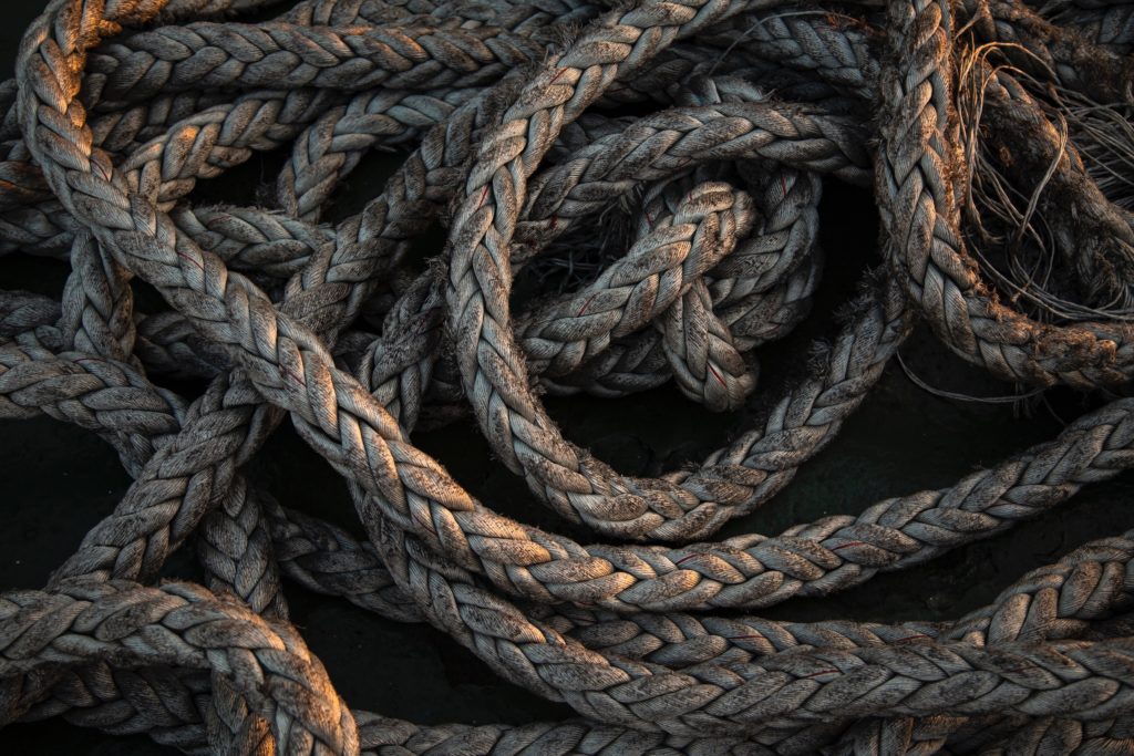 photo of multi-strand rope in a pile